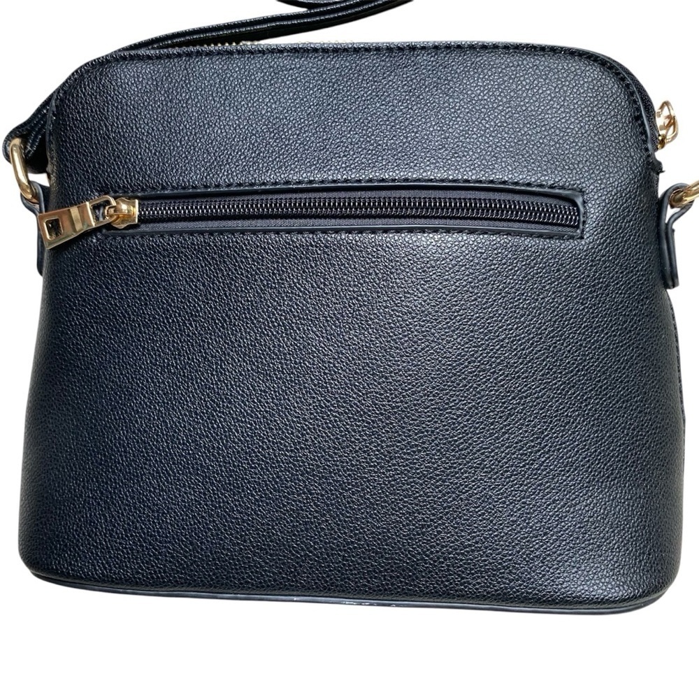 ISABELLE by Poppi Dome Bag Crossbody Shoulder Bow Detail Footed Base Black NWOT - Picture 4 of 7